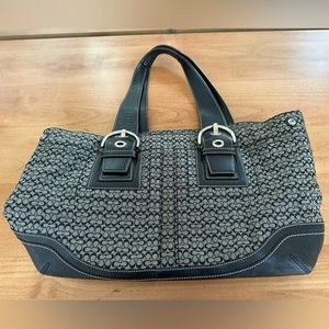 Large grey and black Coach purse